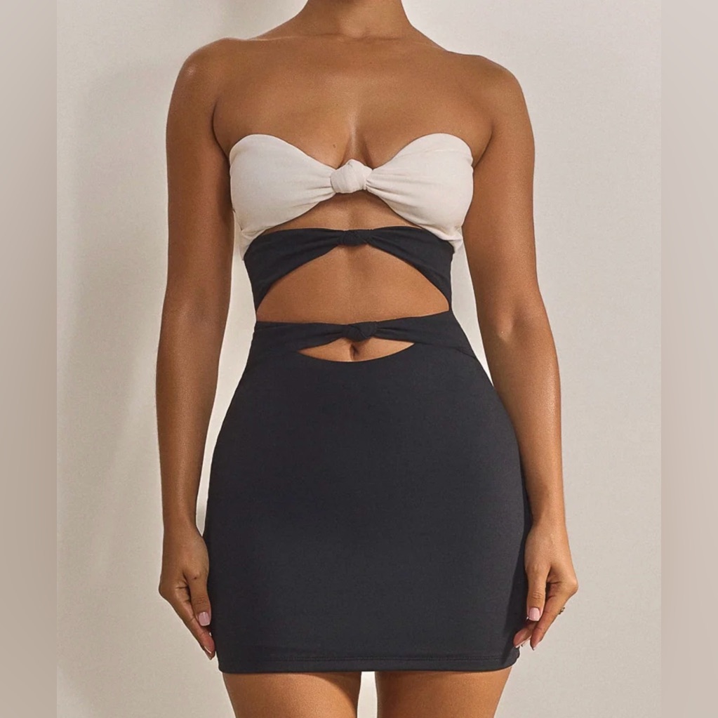 Strapless Black And Cream Dress